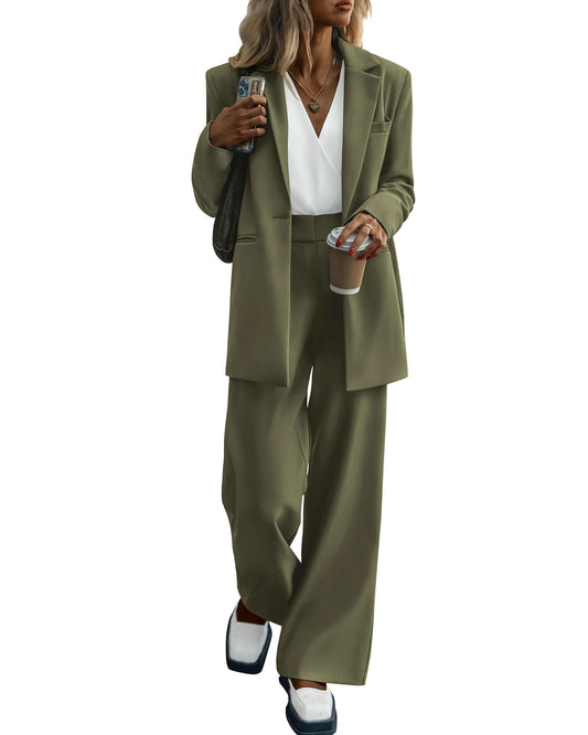 Women's Oversized Blazer and Wide-Leg Pants Suit Set