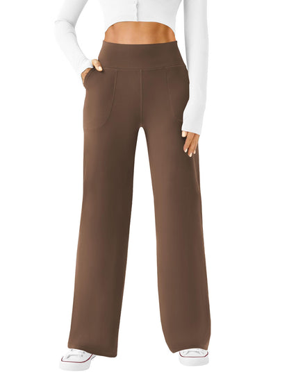 High-Waisted Wide Leg Casual Work Yoga Pants with Pockets