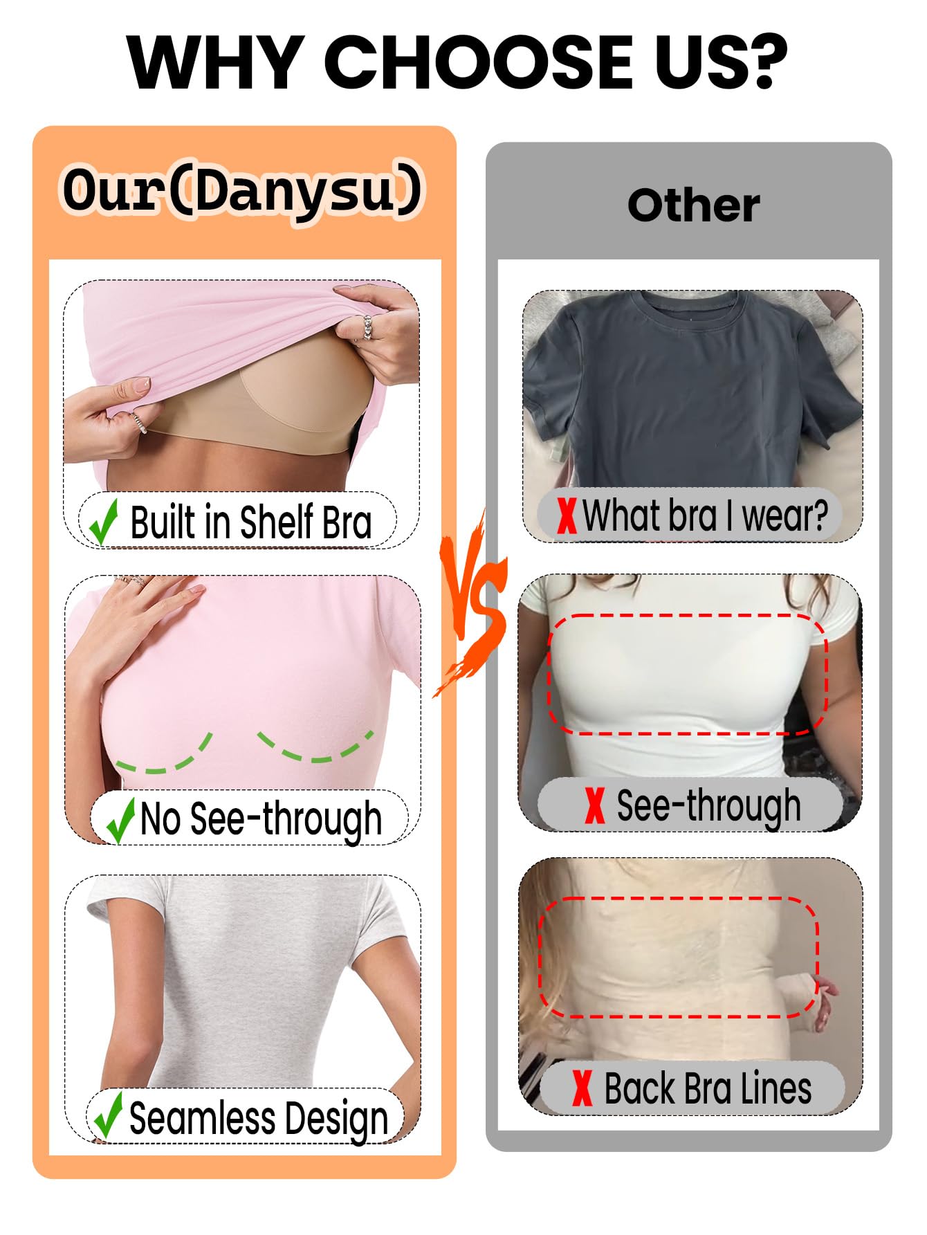 Cotton Jersey Built-In Bra Fitted Everyday T-Shirt