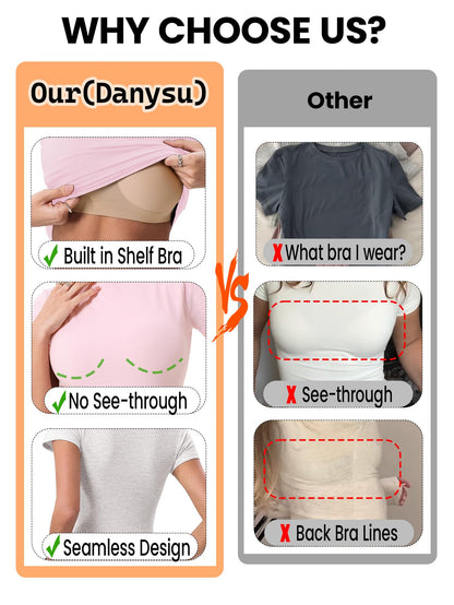 Cotton Jersey Built-In Bra Fitted Everyday T-Shirt
