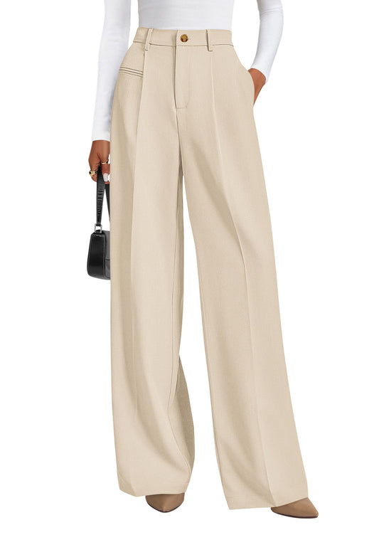 Women's High-Waisted Wide-Leg Flowy Palazzo Trousers