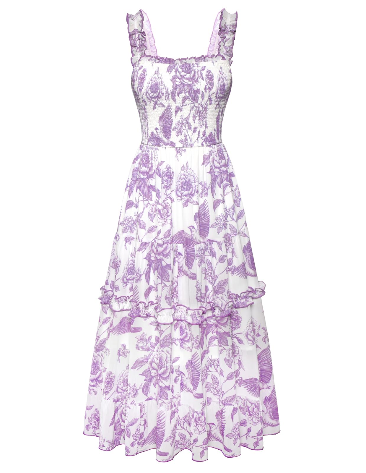 Women's Floral Smocked Cottagecore Flowy Sundress