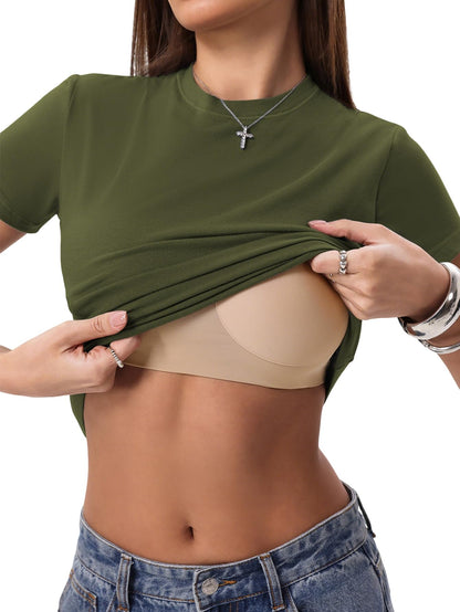 Cotton Jersey Built-In Bra Fitted Everyday T-Shirt