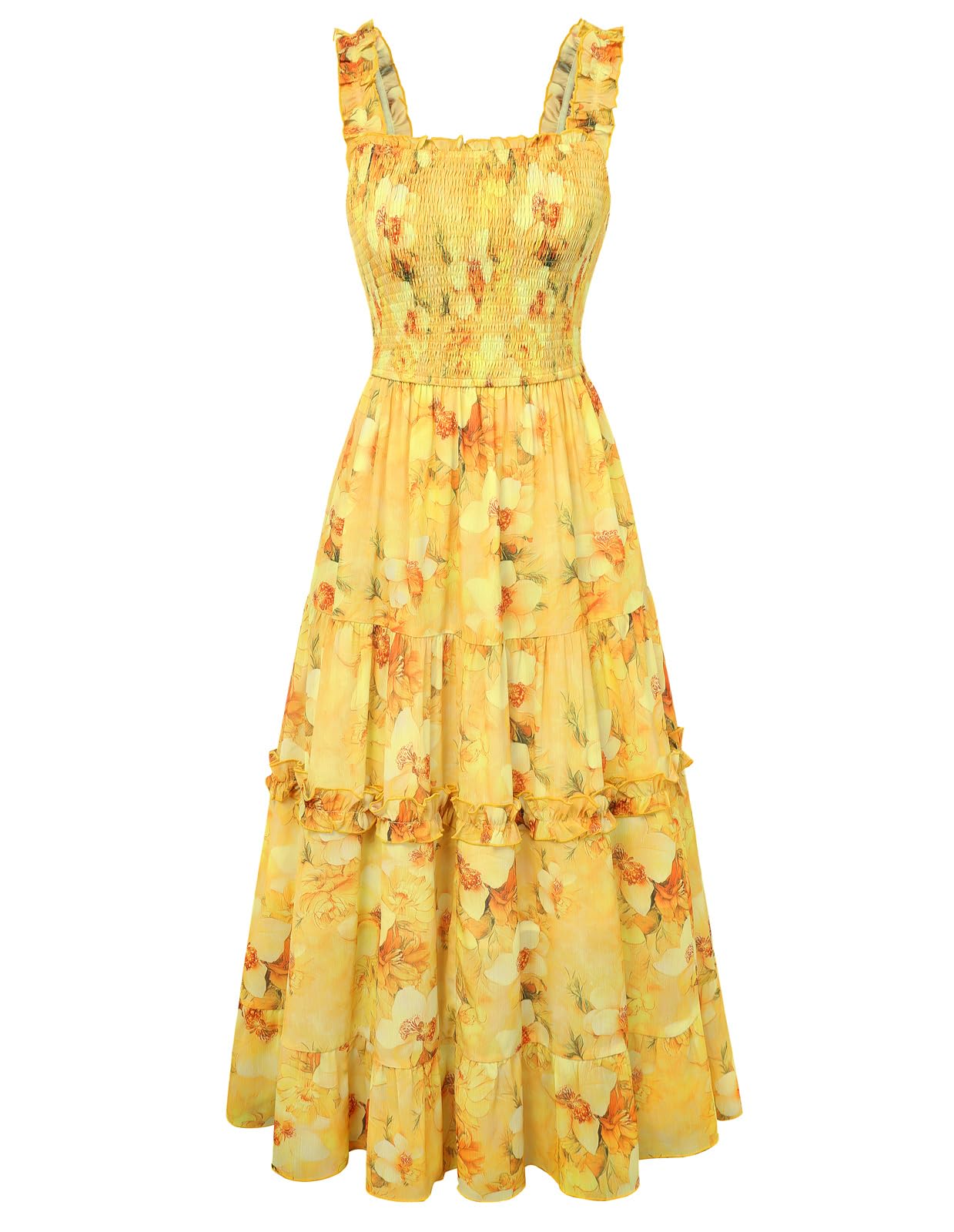 Women's Floral Smocked Cottagecore Flowy Sundress