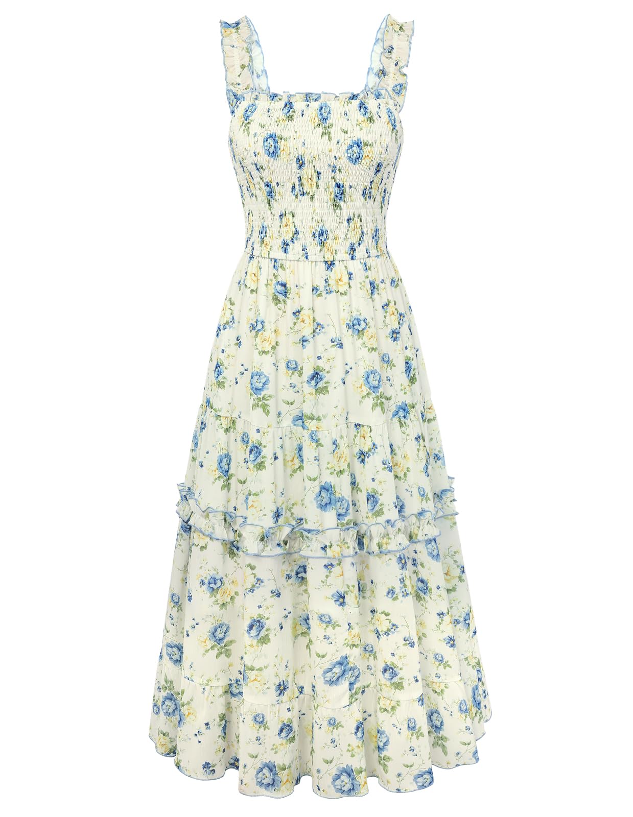 Women's Floral Smocked Cottagecore Flowy Sundress