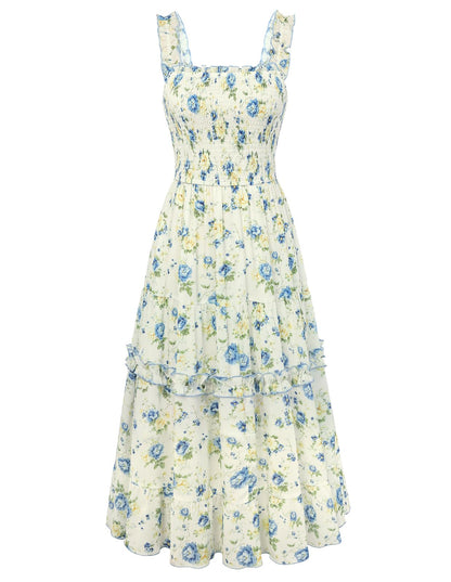 Women's Floral Smocked Cottagecore Flowy Sundress
