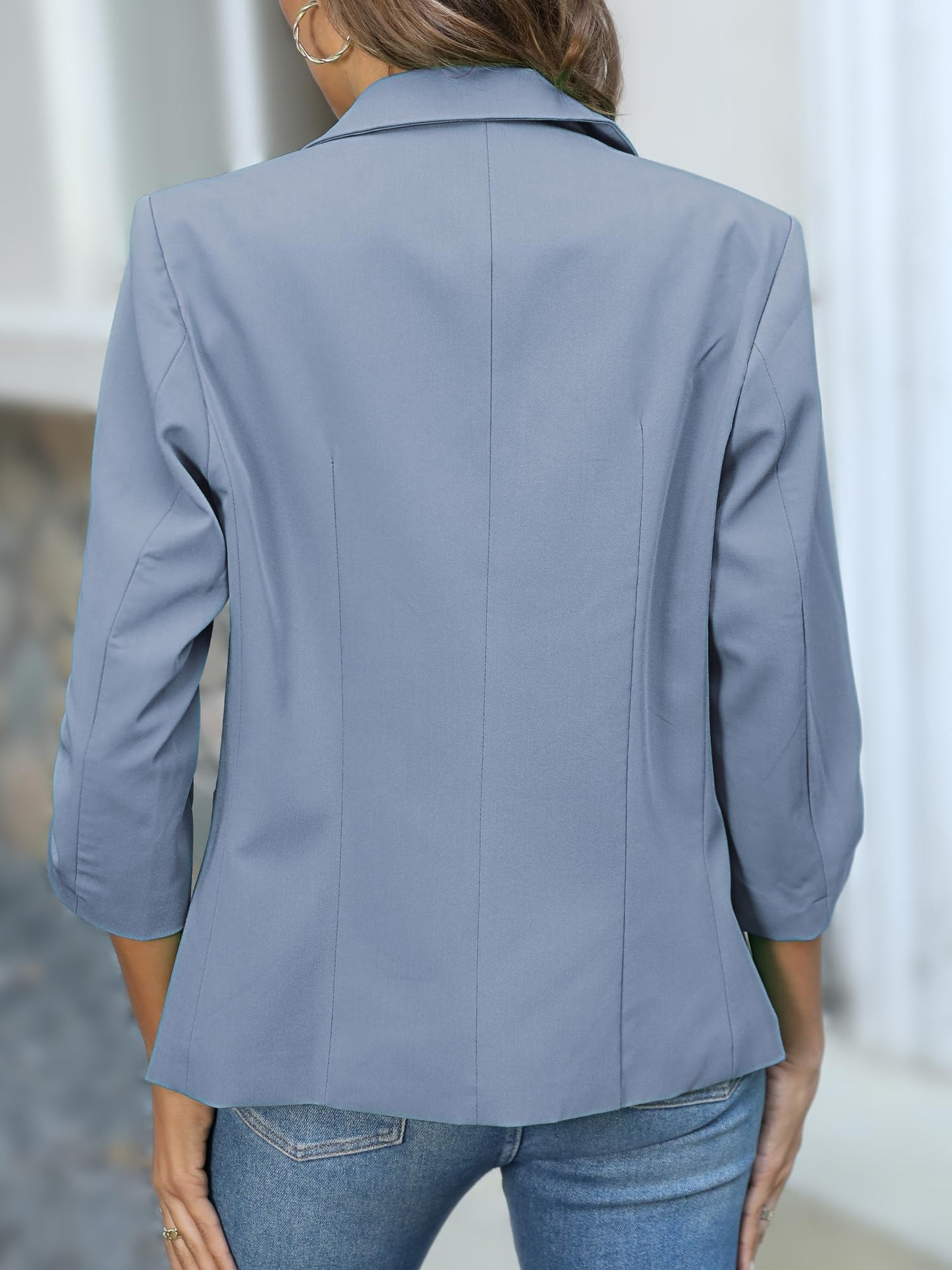 Women's Ruched 3/4 Sleeve Slim Fit Blazer Jacket
