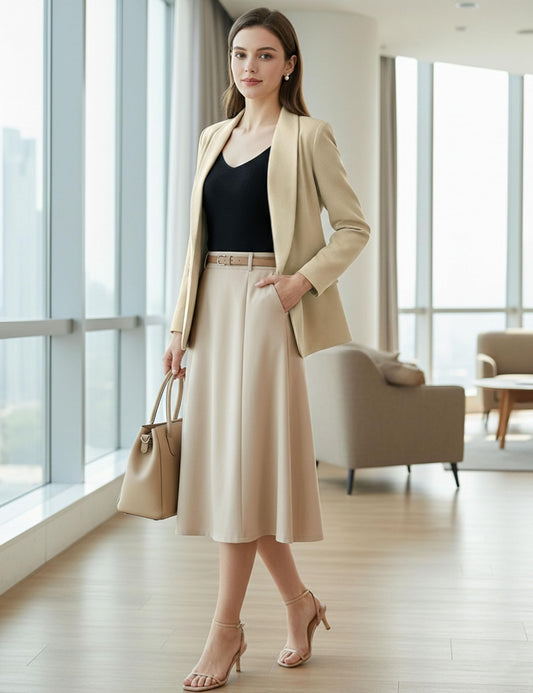 Women's Lapel Collar Long Sleeve Open Front Blazer