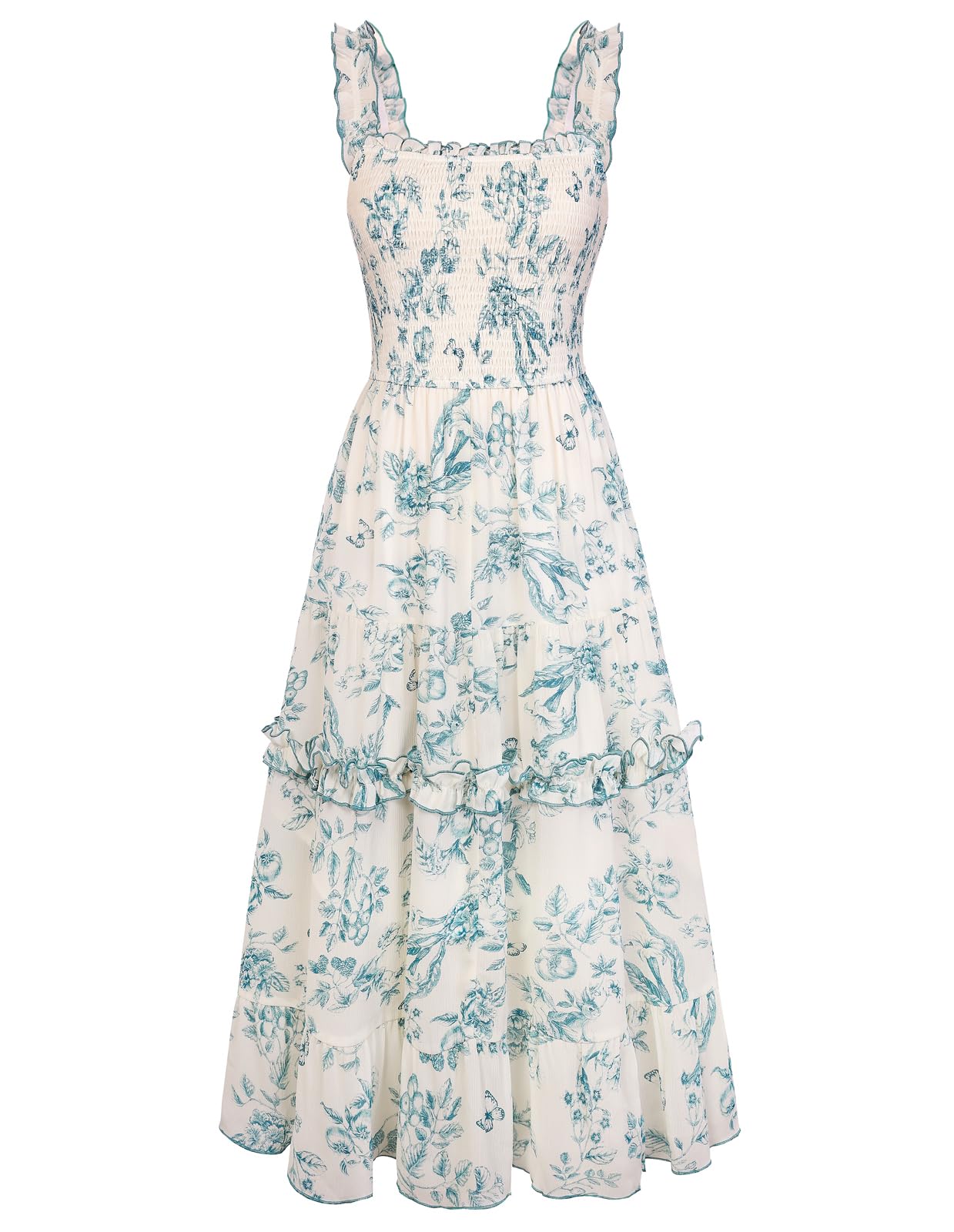 Women's Floral Smocked Cottagecore Flowy Sundress