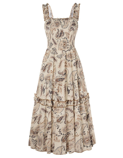 Women's Floral Smocked Cottagecore Flowy Sundress