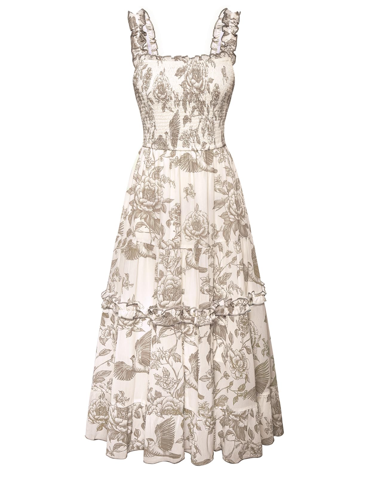 Women's Floral Smocked Cottagecore Flowy Sundress