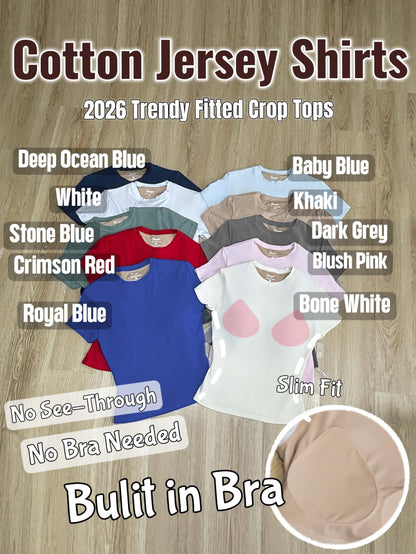 Cotton Jersey Built-In Bra Fitted Everyday T-Shirt