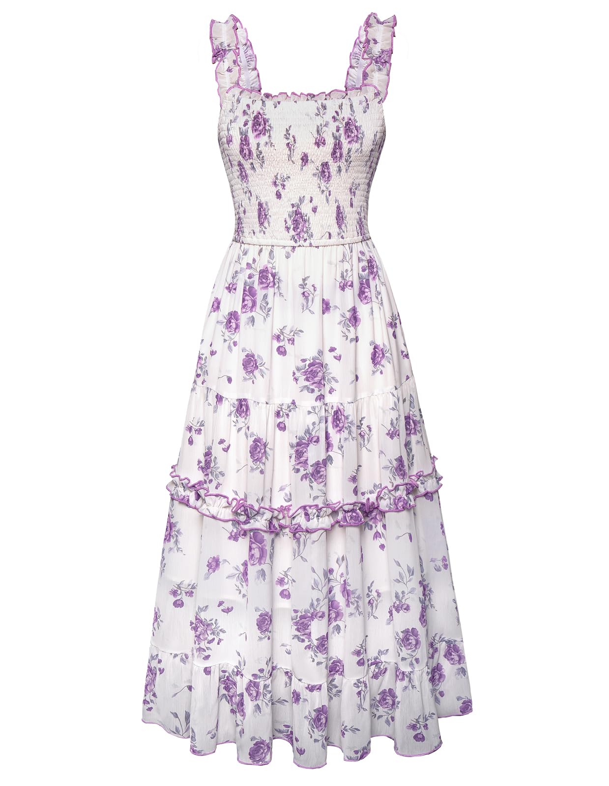Women's Floral Smocked Cottagecore Flowy Sundress