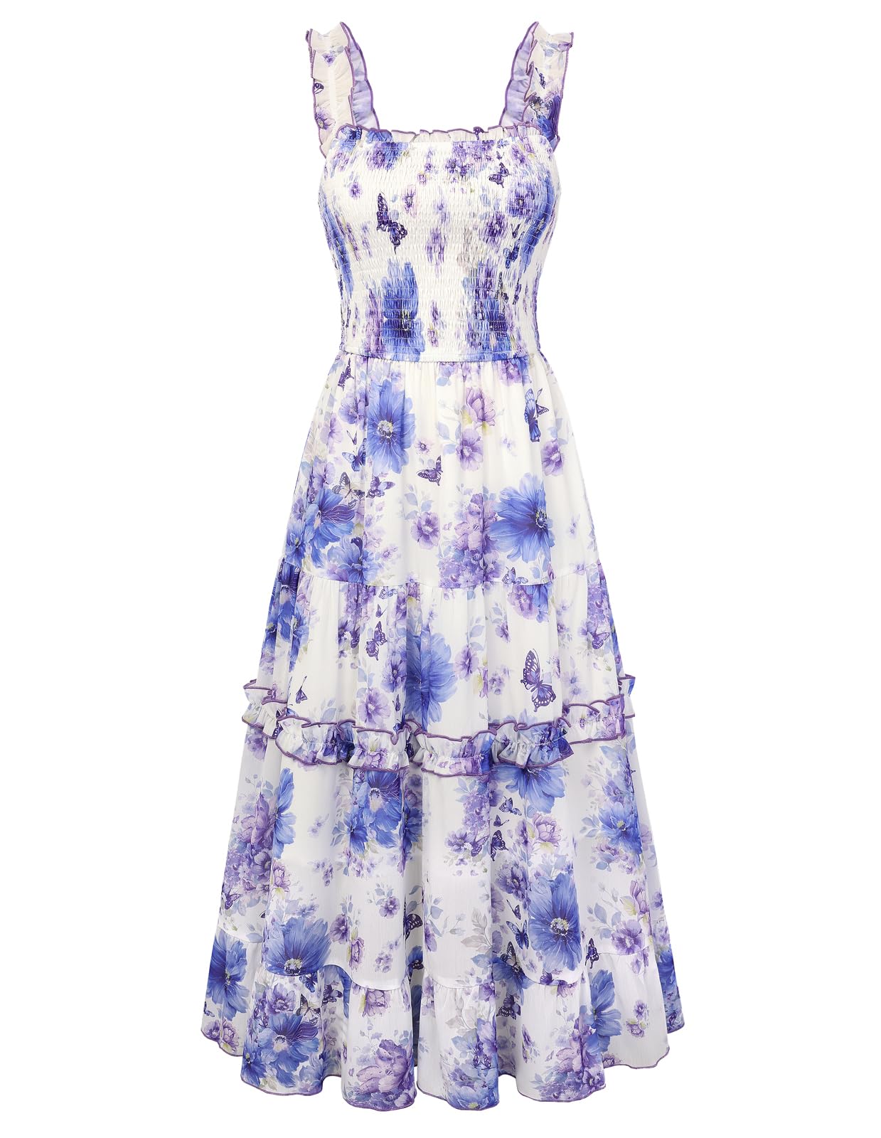 Women's Floral Smocked Cottagecore Flowy Sundress