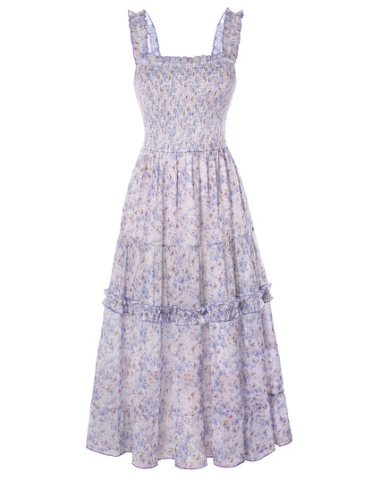 Women's Floral Smocked Cottagecore Flowy Sundress