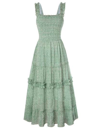 Women's Floral Smocked Cottagecore Flowy Sundress