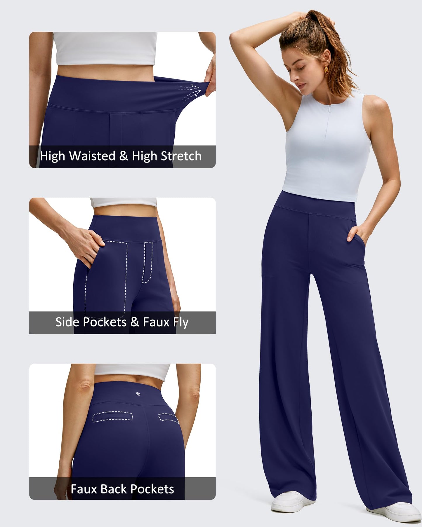 High Stretch Wide Leg Soft Casual Yoga Pants with Pockets