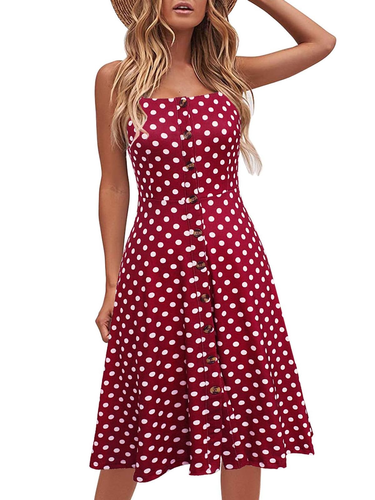 Women's Cotton A-Line Button Down Midi Sundress