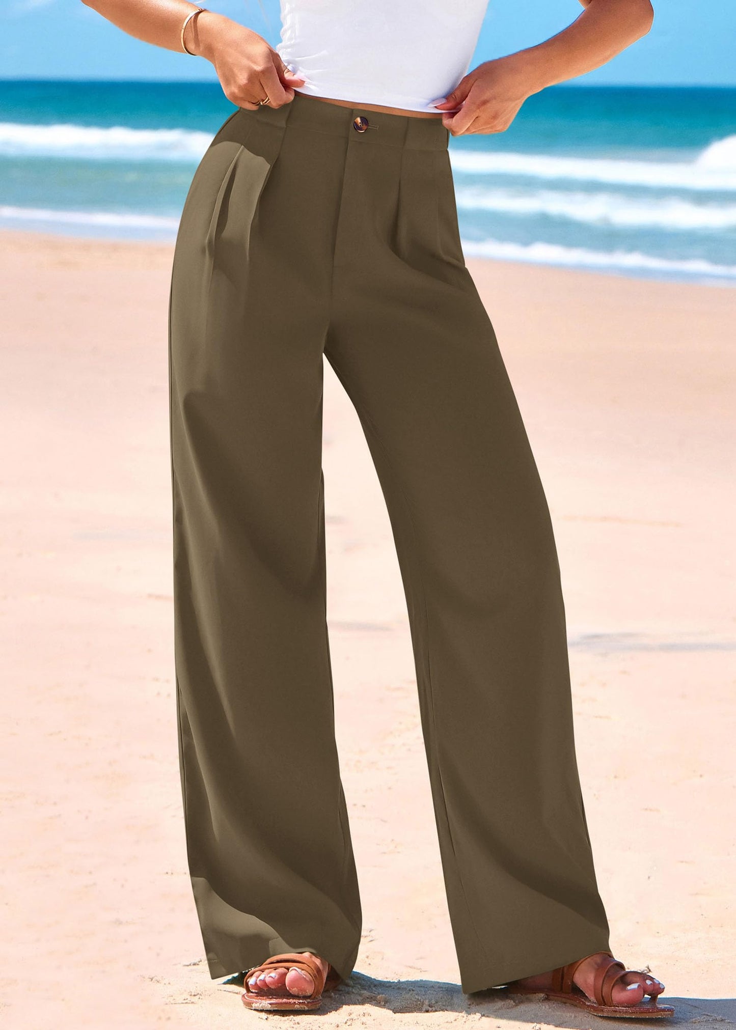 Women's High-Waisted Wide-Leg Palazzo Work Trousers