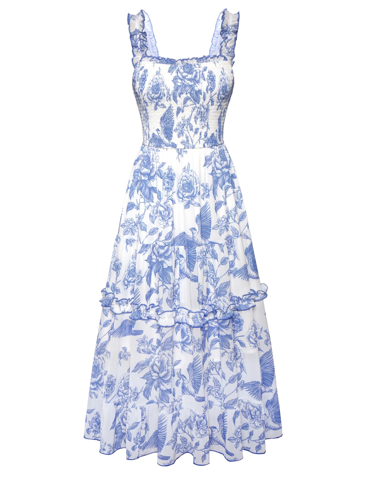 Women's Floral Smocked Cottagecore Flowy Sundress