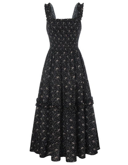 Women's Floral Smocked Cottagecore Flowy Sundress