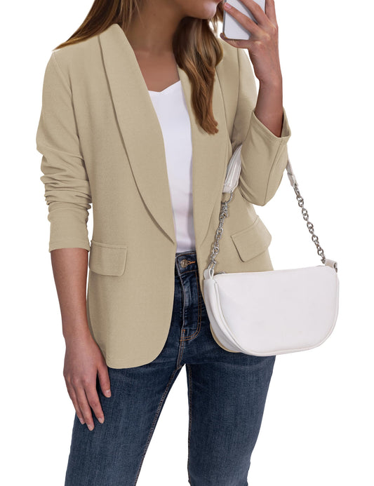Women's Lapel Collar Long Sleeve Open Front Blazer