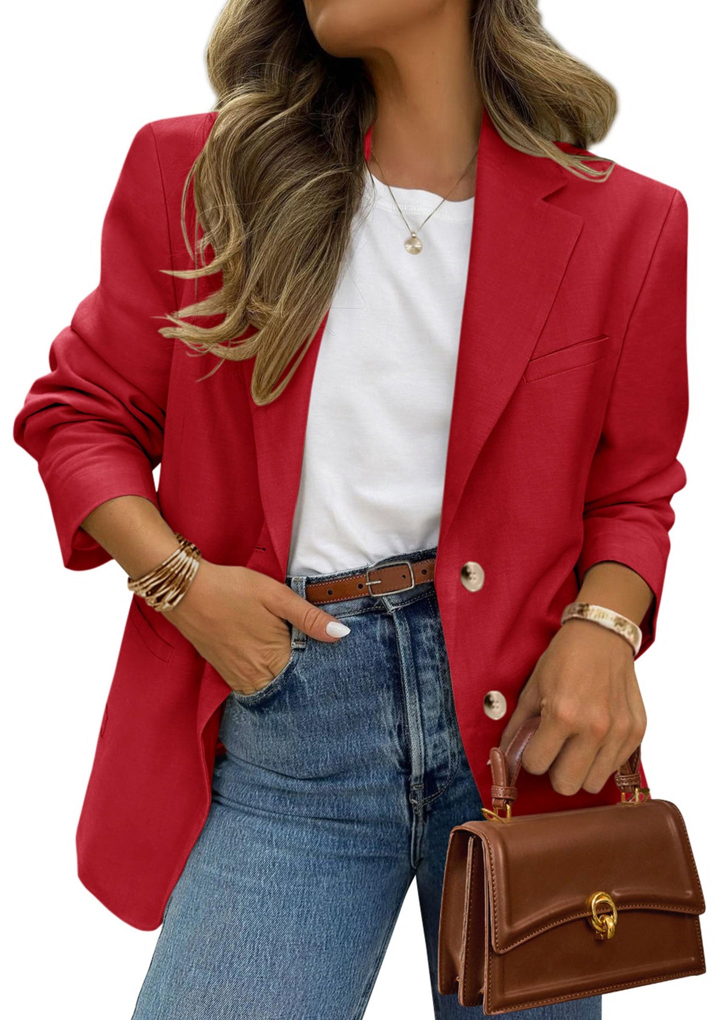 Women's Long Sleeve Lapel Open Front Blazer Jacket