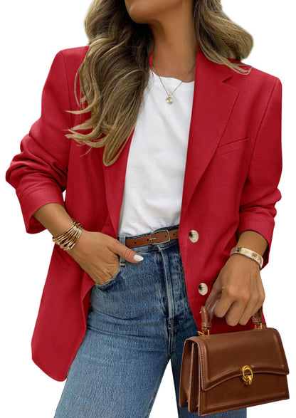 Women's Long Sleeve Lapel Open Front Blazer Jacket