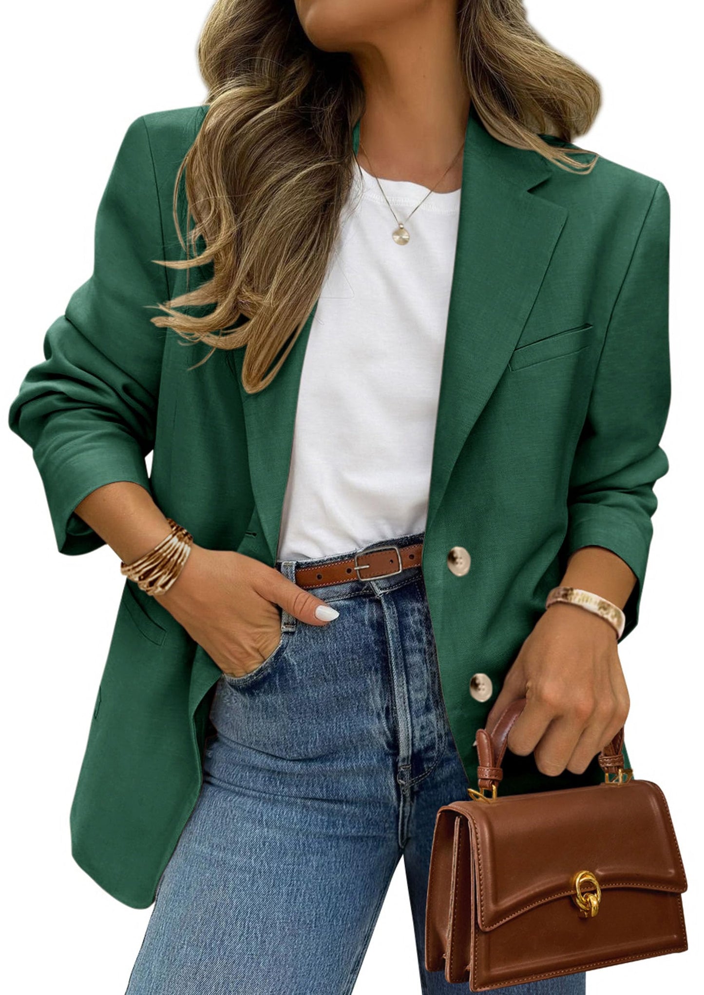 Women's Long Sleeve Lapel Open Front Blazer Jacket