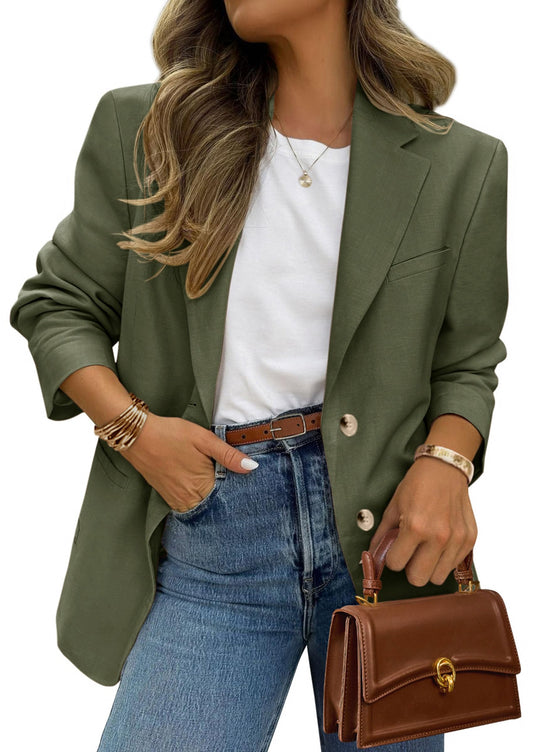 Women's Long Sleeve Lapel Open Front Blazer Jacket