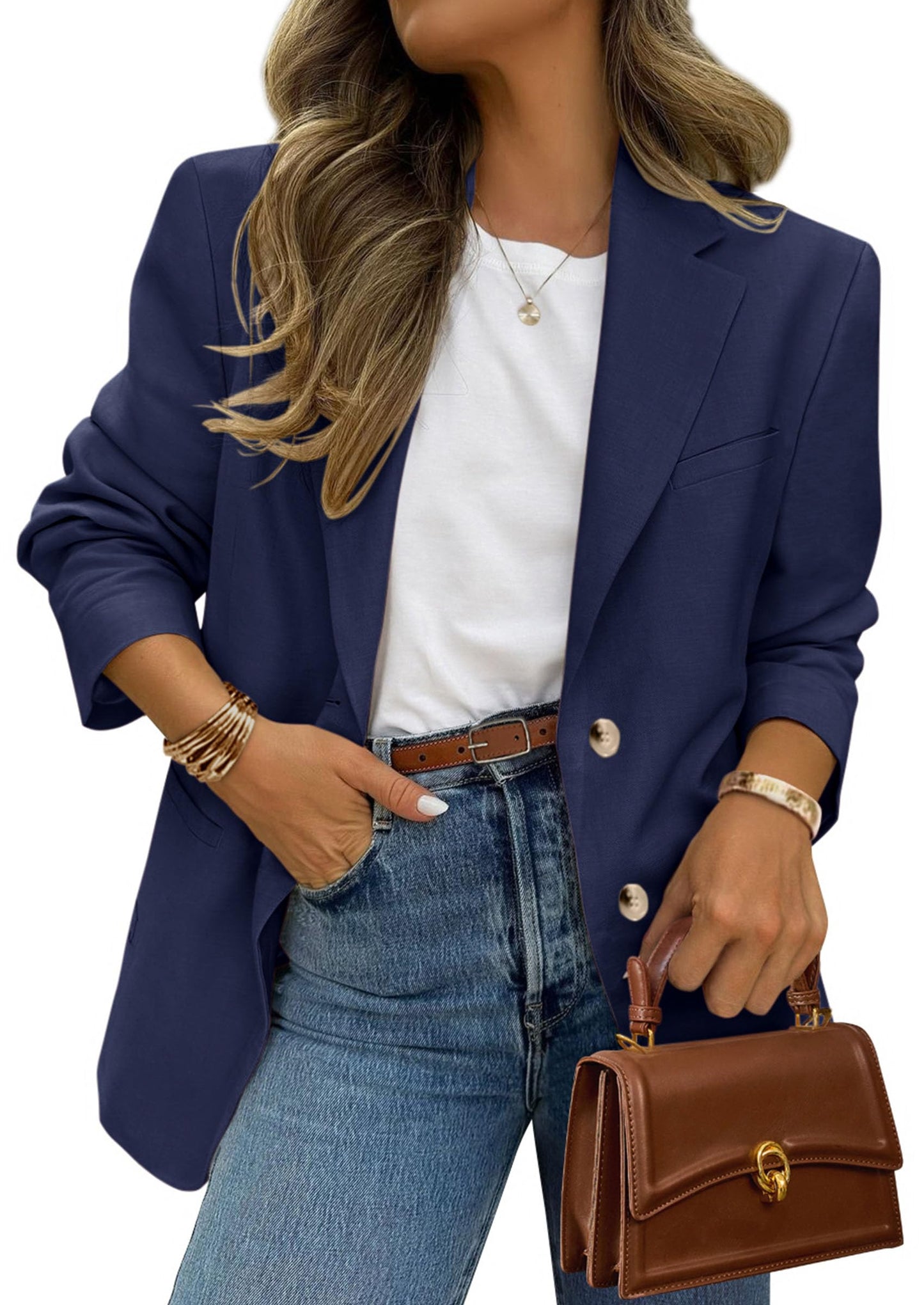 Women's Long Sleeve Lapel Open Front Blazer Jacket