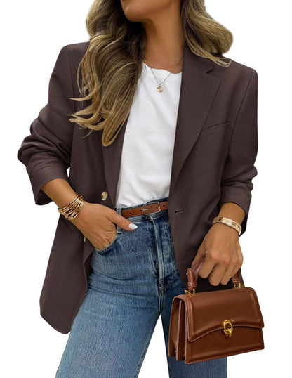 Women's Long Sleeve Lapel Open Front Blazer Jacket