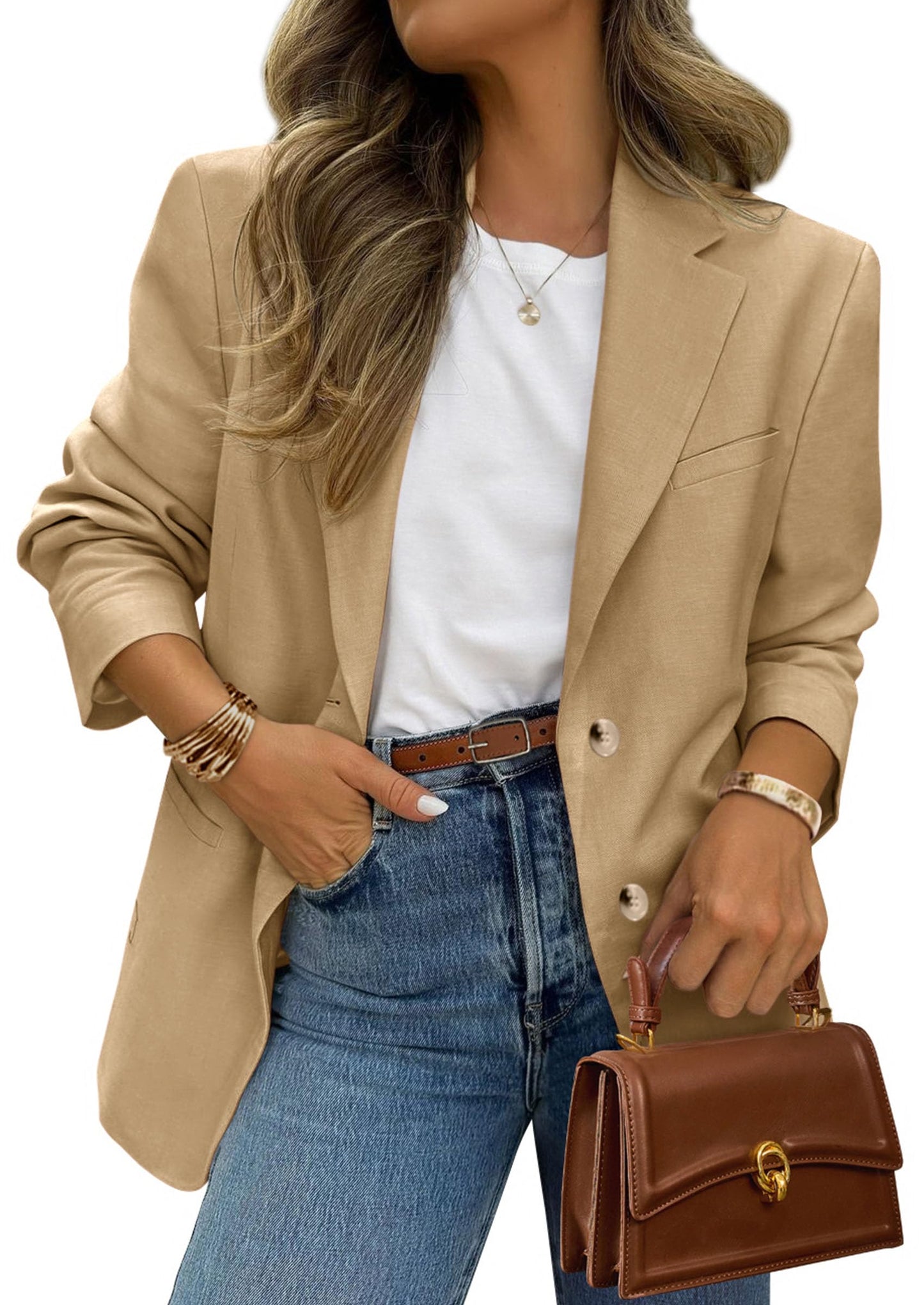 Women's Long Sleeve Lapel Open Front Blazer Jacket