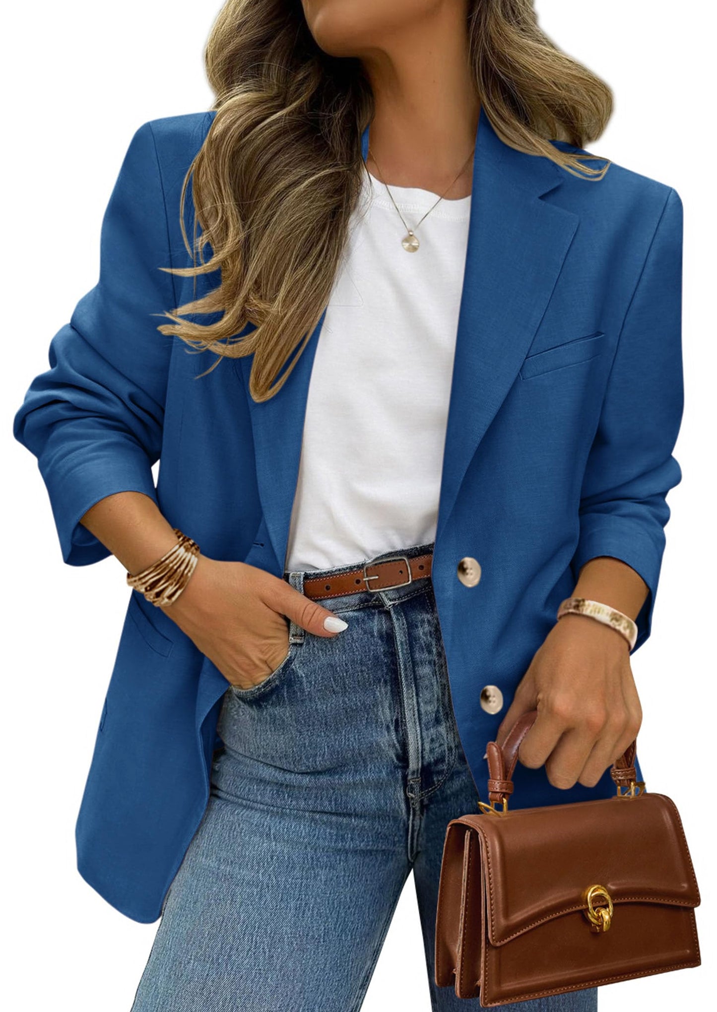 Women's Long Sleeve Lapel Open Front Blazer Jacket