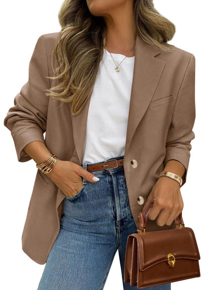 Women's Long Sleeve Lapel Open Front Blazer Jacket