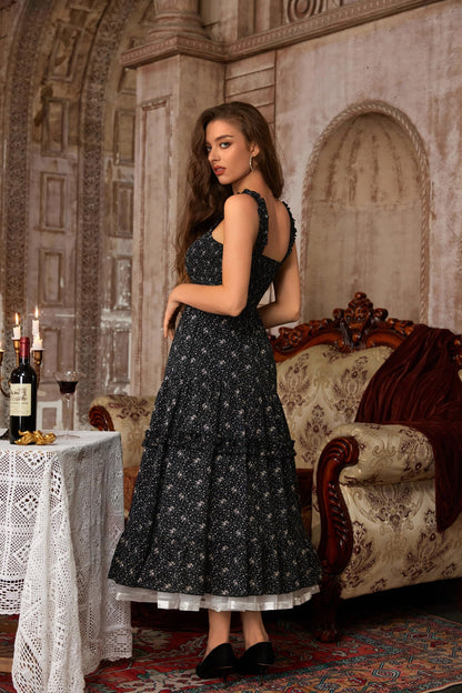 Women's Floral Smocked Cottagecore Flowy Sundress