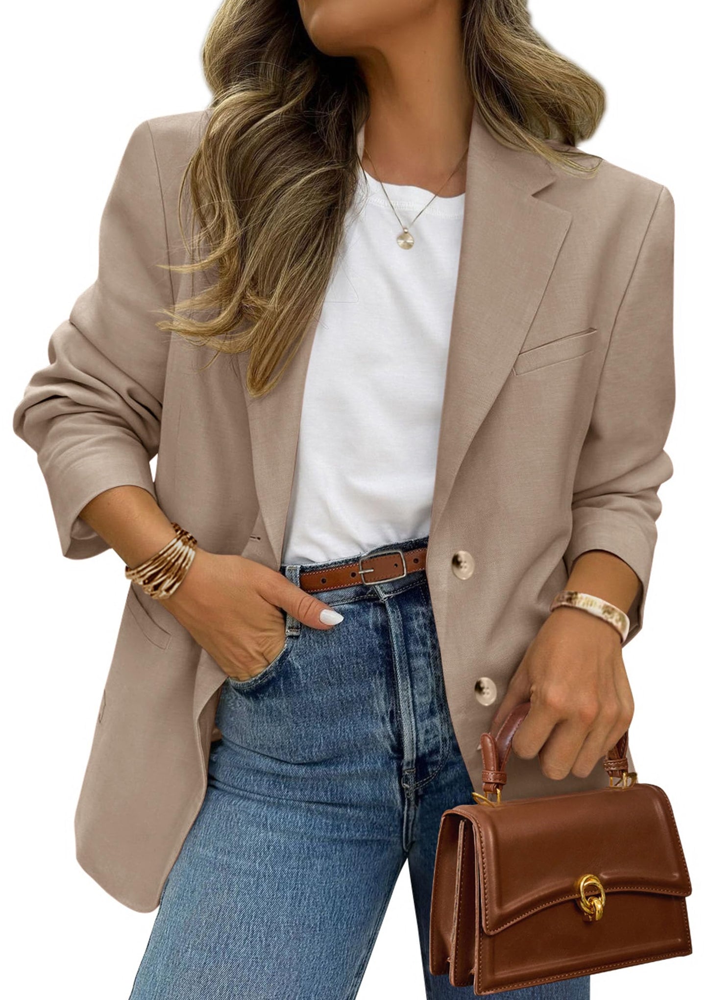 Women's Long Sleeve Lapel Open Front Blazer Jacket