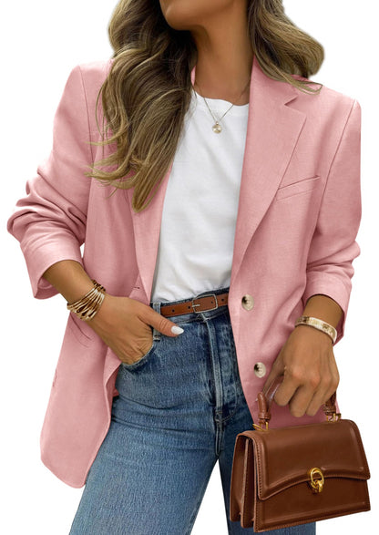 Women's Long Sleeve Lapel Open Front Blazer Jacket