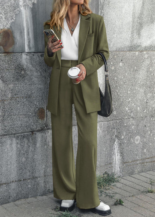 Women's Oversized Blazer and Wide-Leg Pants Suit Set