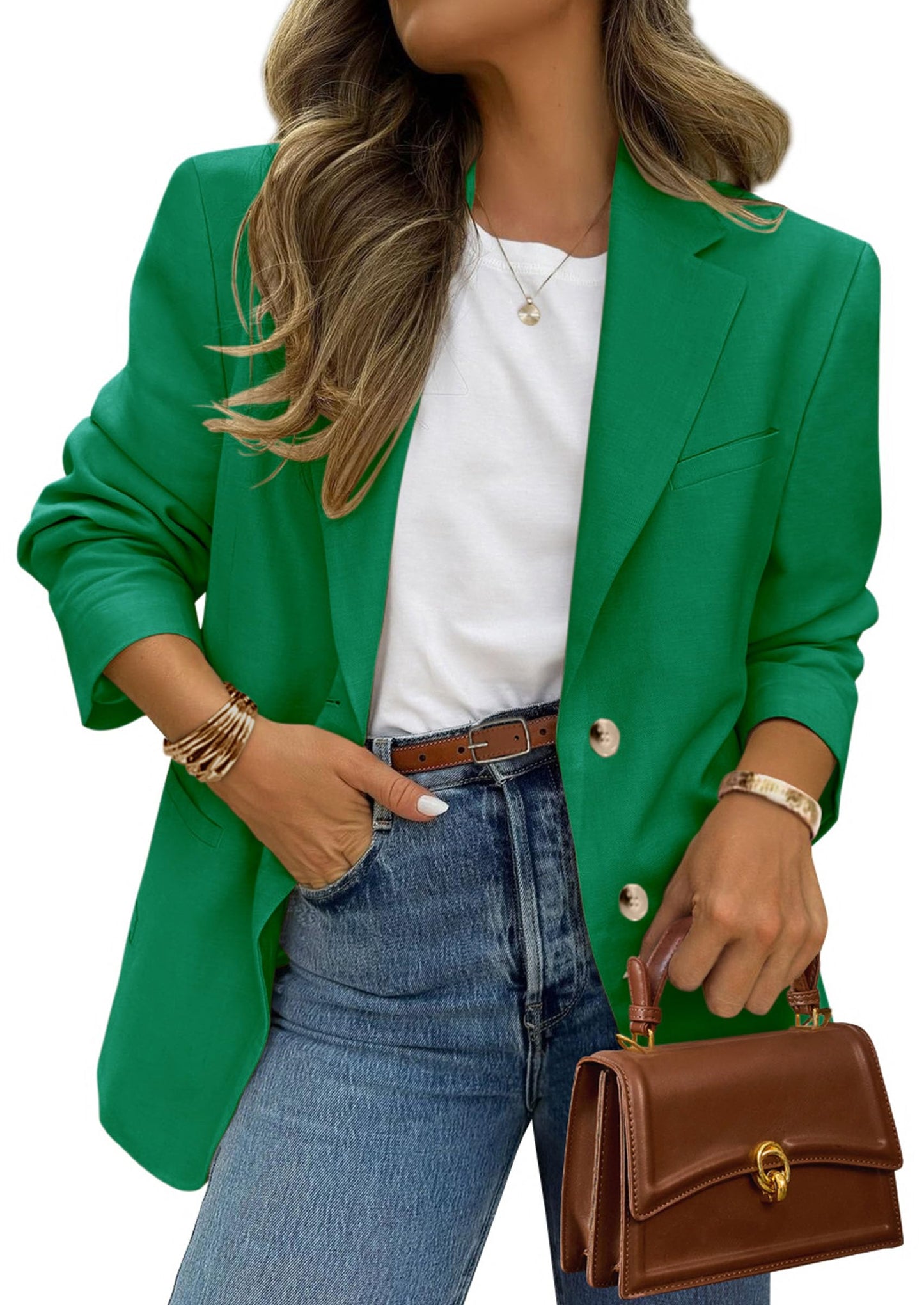 Women's Long Sleeve Lapel Open Front Blazer Jacket